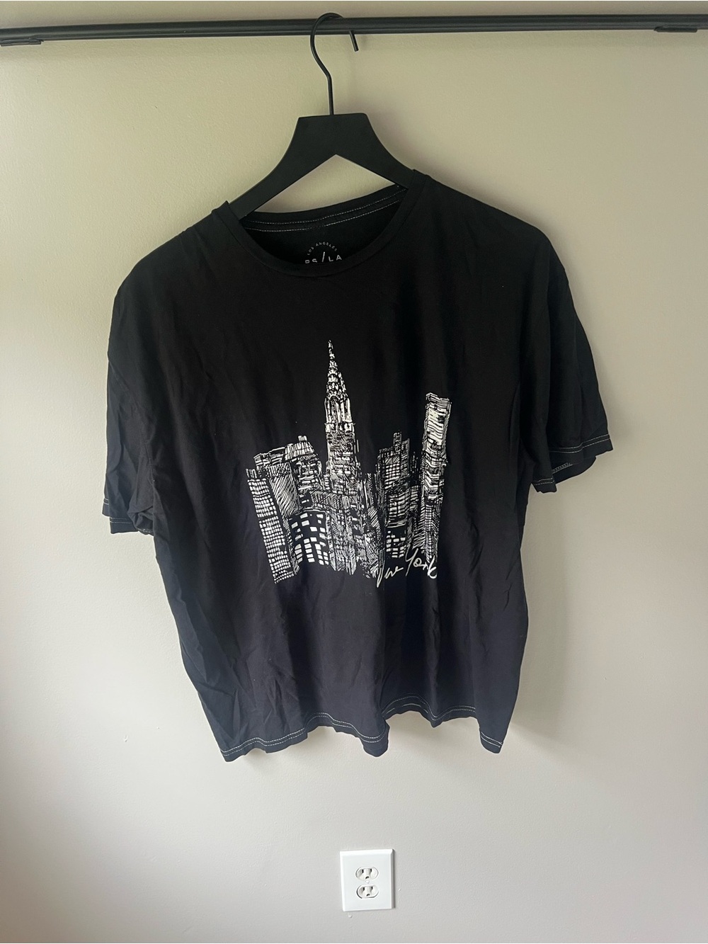 PacSun Black Tee with White Cityscape Graphic